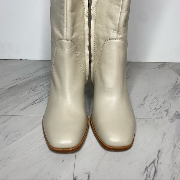 Dolce Vita Flin Ivory Leather Heeled Tall Boot 6 - Picture 13 of 16
